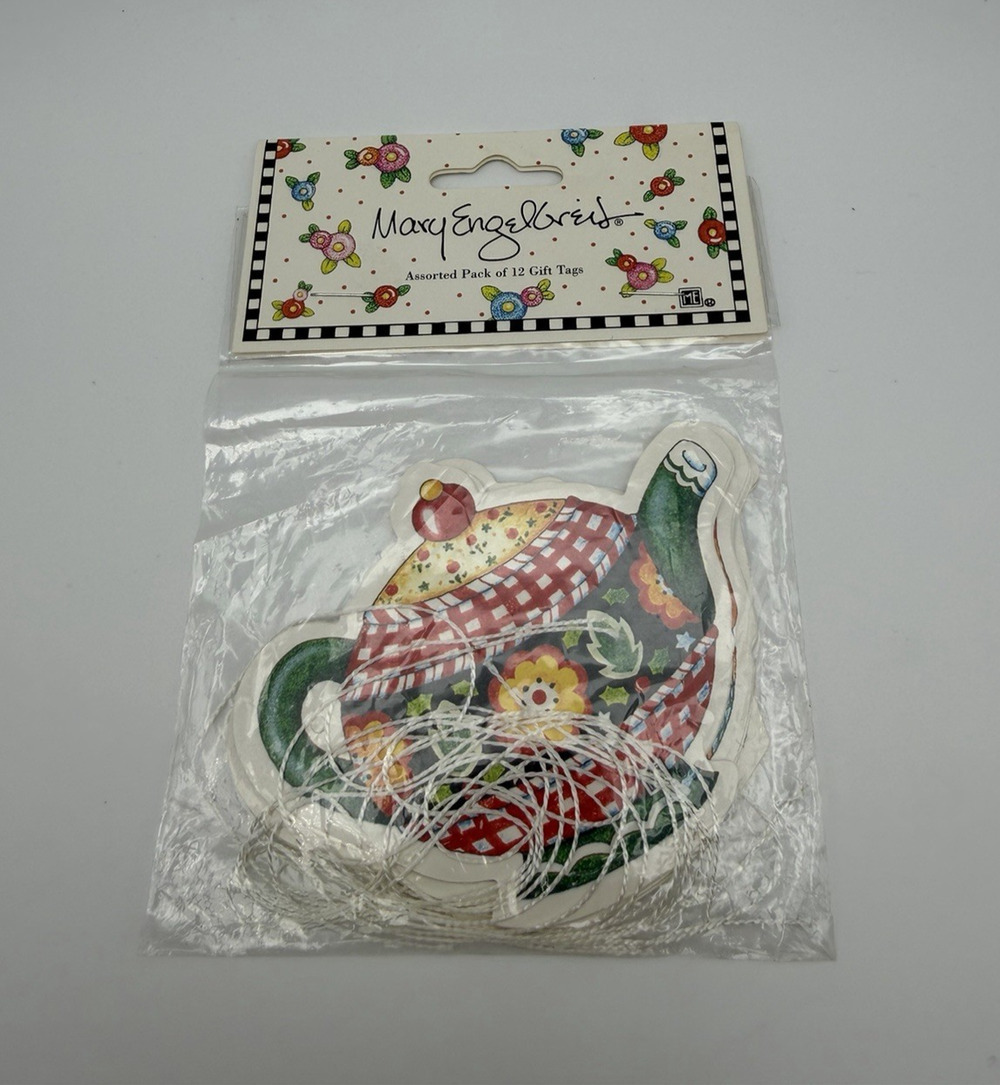 Mary Engelbreit Vintage 90s Tea Pot Paper Gift Tags Pack of 12 Assorted Patterns